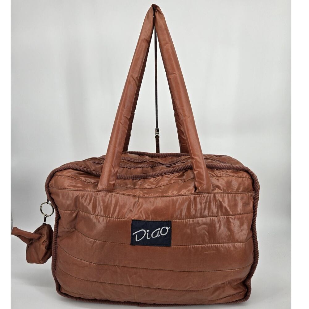Vtg 80s Ralfeaux Diao Quilted Puffer Duffle Tote Bag W/ Mini Duffle Coin Purse